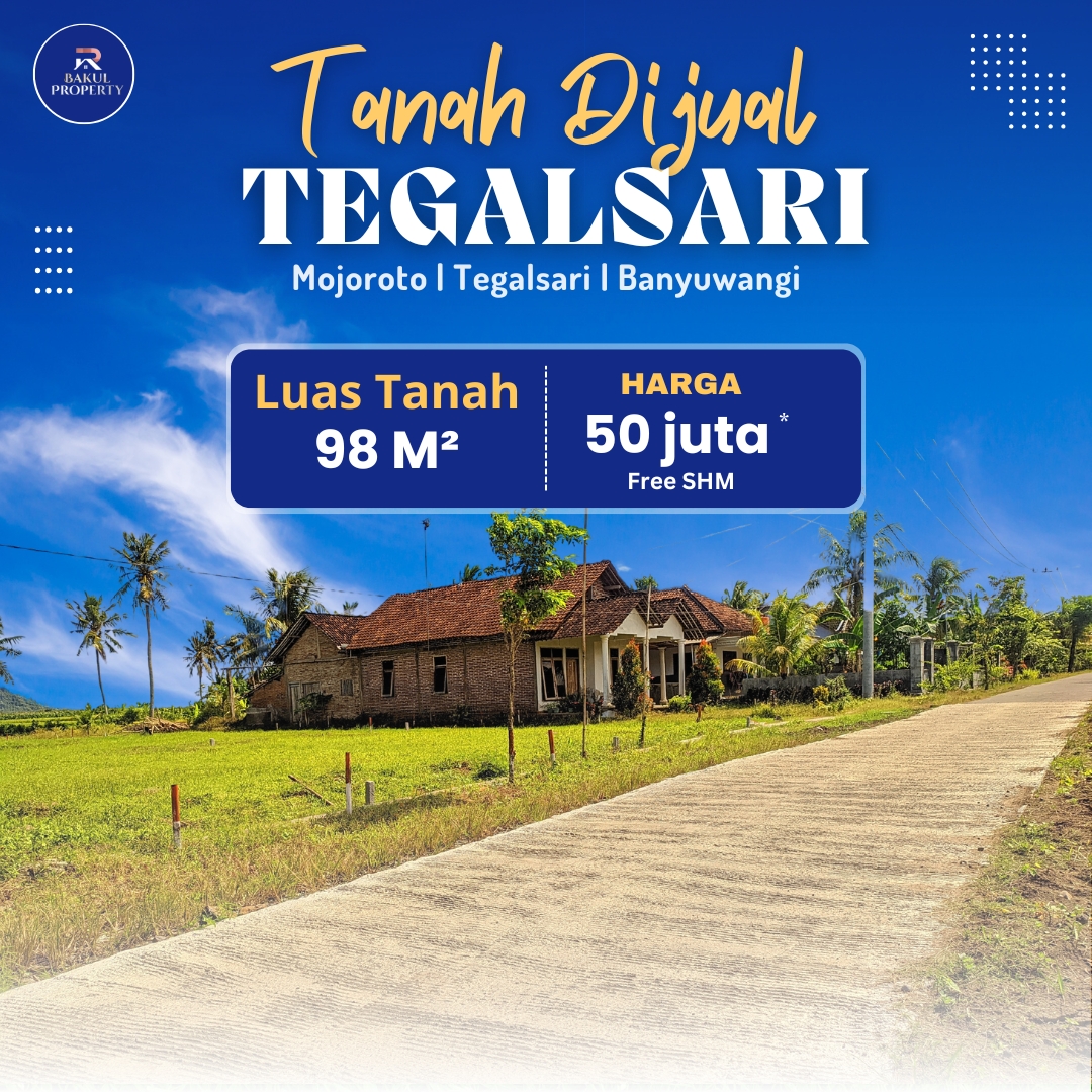 Properti terdaftar untuk dijual atau disewa - Tanah 50 Juta Di Tegalsari Banyuwangi 