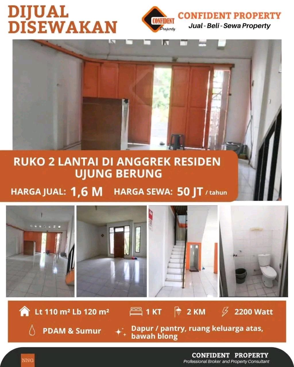 Properti terdaftar untuk dijual atau disewa - Di Jual Ruko Ujung Berung Anggrek Resident 2 Lt Siap Huni Bagus Terawat Cck U/ Kantor/ Klinik /usaha Dll