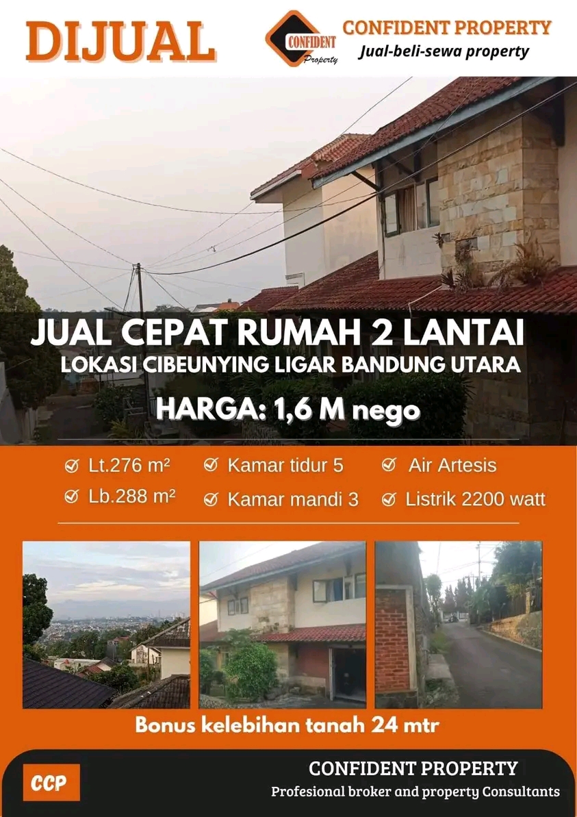 Properti terdaftar untuk dijual atau disewa - Jual Cepat Rumah Cigadung Cibeunying Dkt Cikutra Pahlawan Gasibu Jarang Ada Murah 2 Lt Tanah Luas Ada Kelebihan Tanah Jarang Ada,murah Sangat 1 M An 