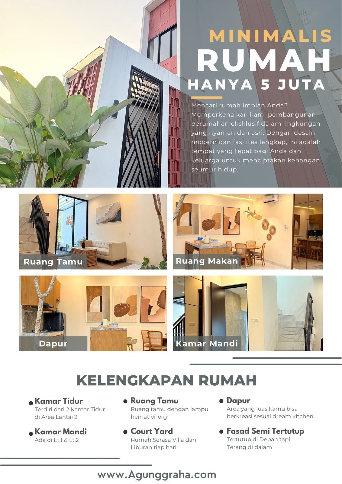 Properti terdaftar untuk dijual atau disewa - Cluster Agung Indah 2 Rumah Tanpa Dp Gratis Cicilan Ringan