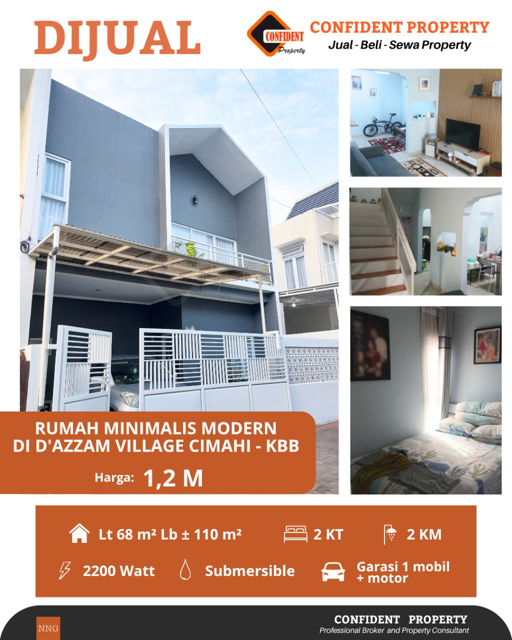 Properti terdaftar untuk dijual atau disewa - Di Jual Rumah Siap Huni Cimahi Bagus 2 Lt Minimalis Modern Bonus Semi Furnished 