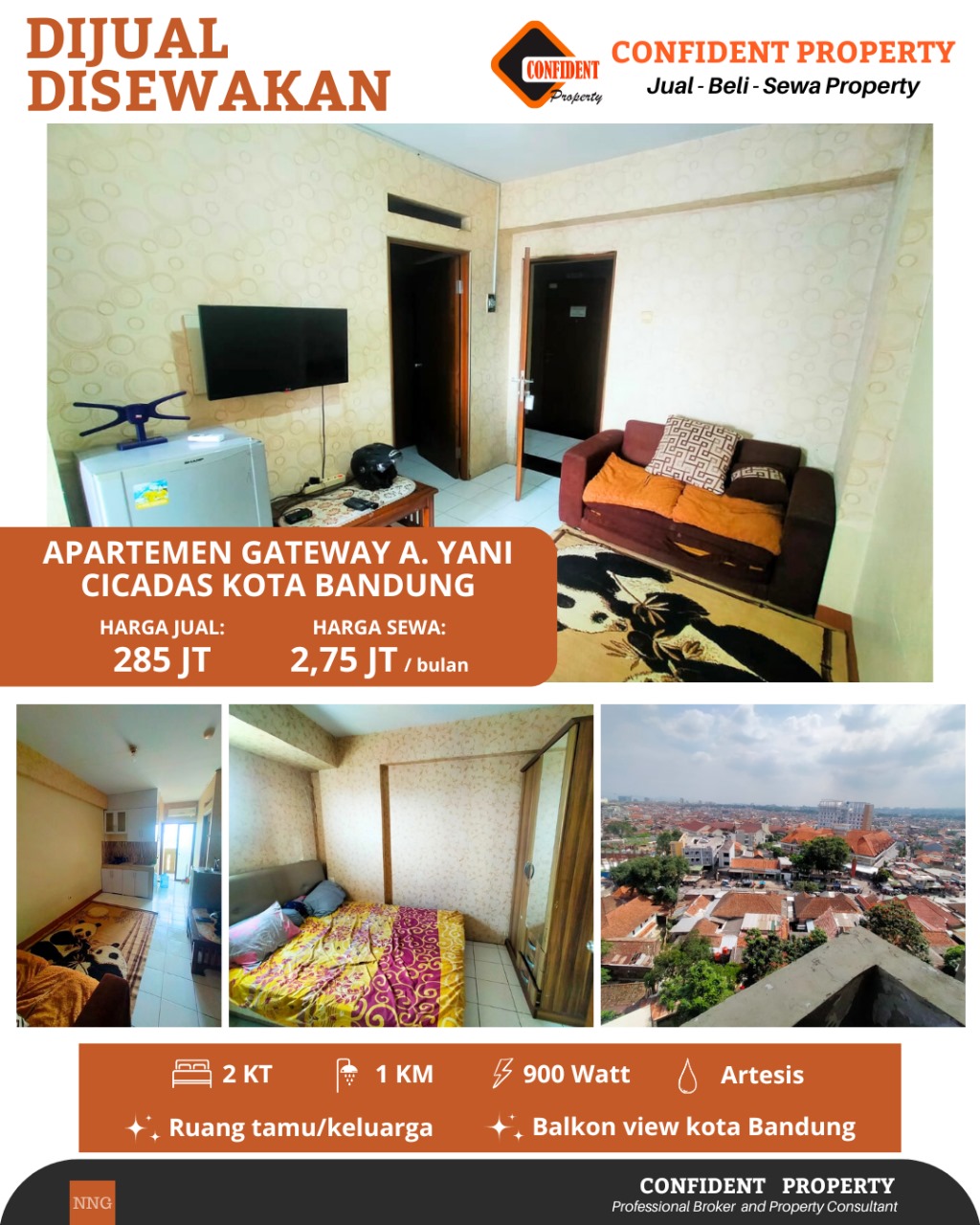Properti terdaftar untuk dijual atau disewa - Di Jual Cepat Apartemen Gateway Ahmad Yani Cicadas Harga 200 Jutaan Murah Bonus Full Furnished Jarang Ada 