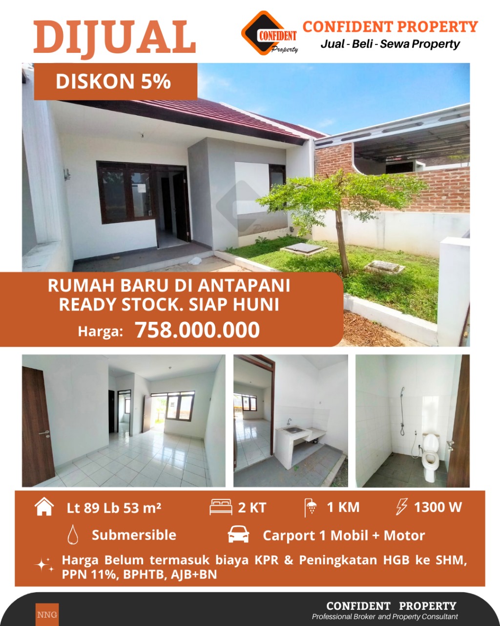 Properti terdaftar untuk dijual atau disewa - Rumah Baru Ready Antapani Minimalis Modern Jarang Ada 700 Jutaan