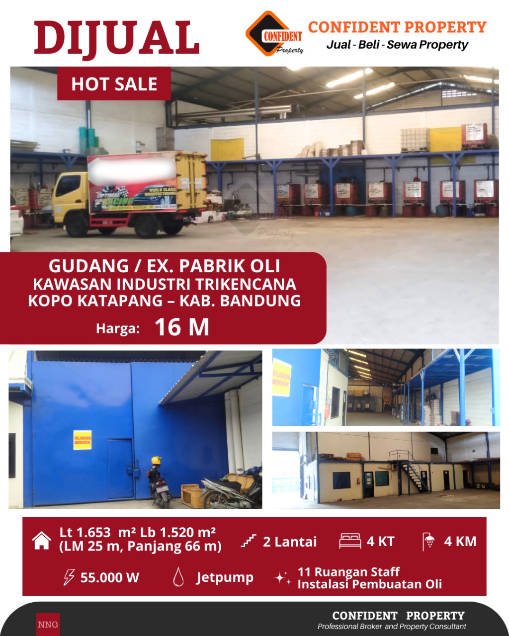 Properti terdaftar untuk dijual atau disewa - Di Jual Gudang Ex Pabrik Kawasan Industri Kopo Katapang Jarang Ada 