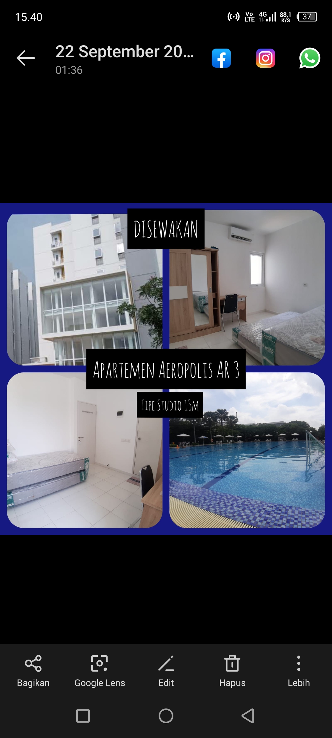 Properti terdaftar untuk dijual atau disewa - Apartemen Ayodhia