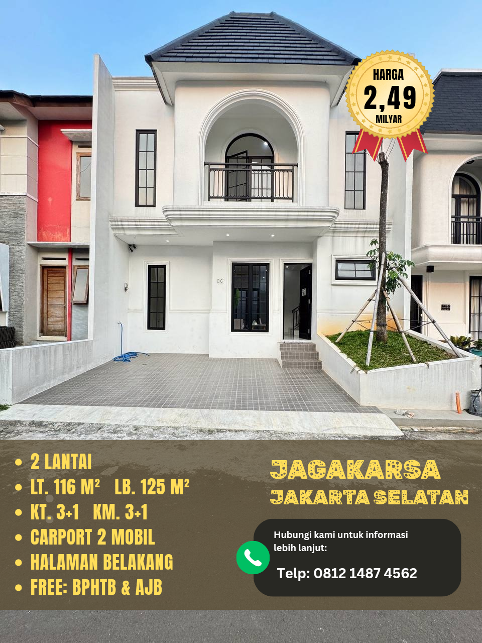 Properti terdaftar untuk dijual atau disewa - Town House Jagakarsa Jakarta Selatan