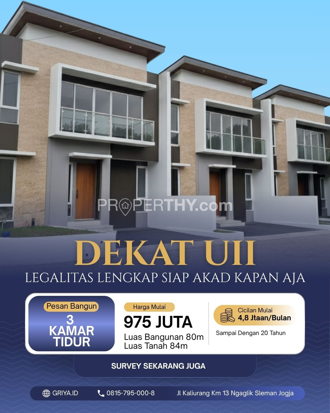 RUMAH DIJUAL  JOGJA 8 MENIT KE KAMPUS UII KALIURANG [DEKAT MAKAM, PESAN BANGUN]
