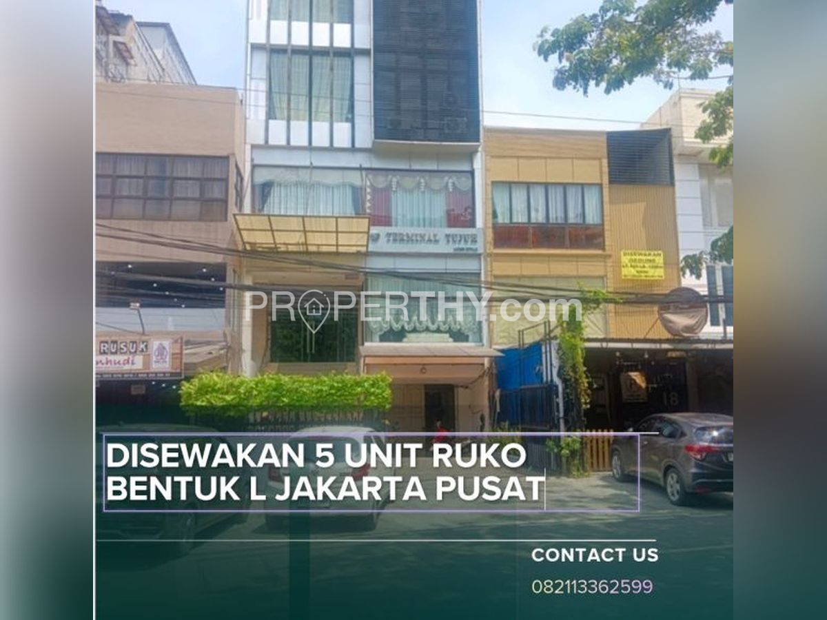 Disewakan 5 Unit Ruko Bentuk L Strategis di Jakarta Pusat P1252